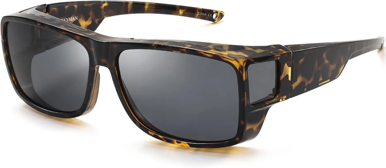 CAXMAN Fit Over Glasses Sunglasses Polarized Wrap Around Sunglasses with Side Window Shields for Full Protection