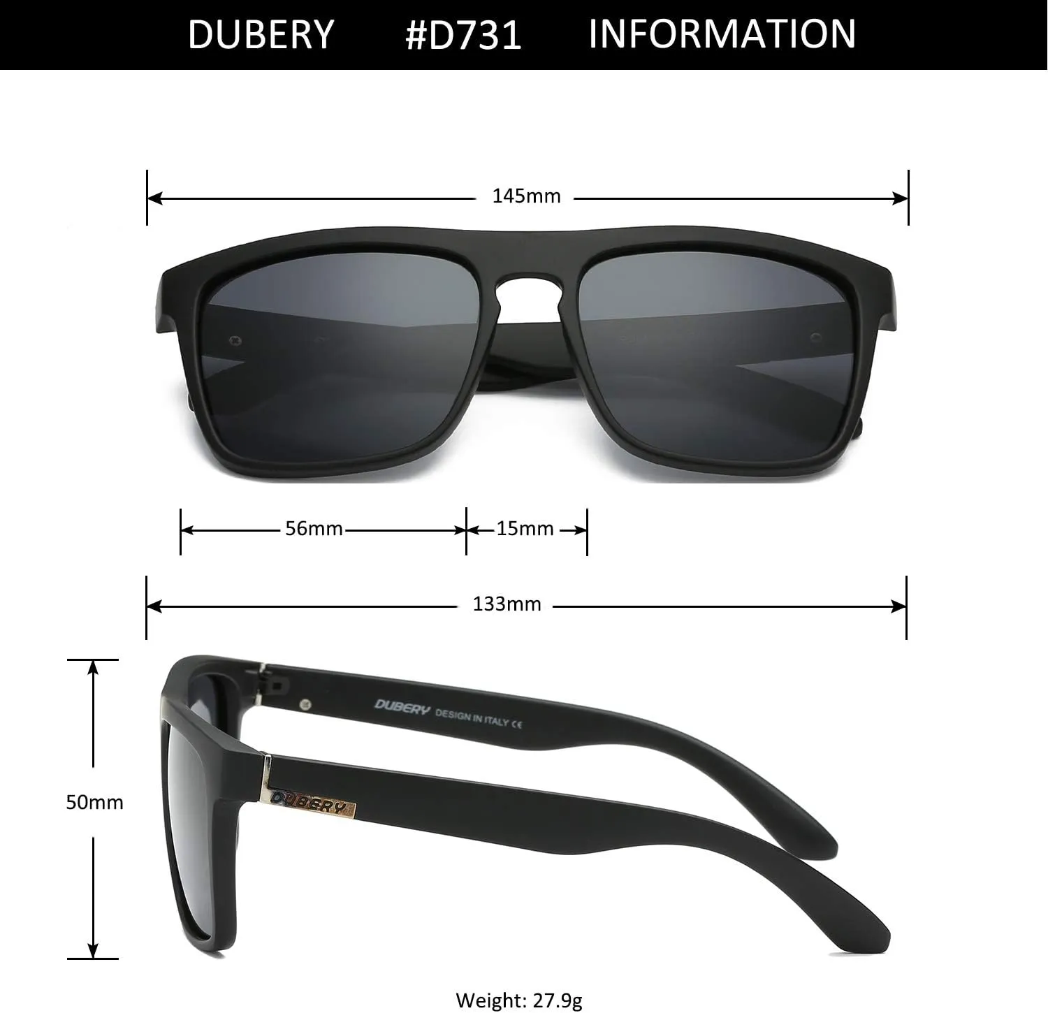 DUBERY Classic Polarized Sunglasses for Men Women Retro 100% UV Protection Driving Sun Glasses D731