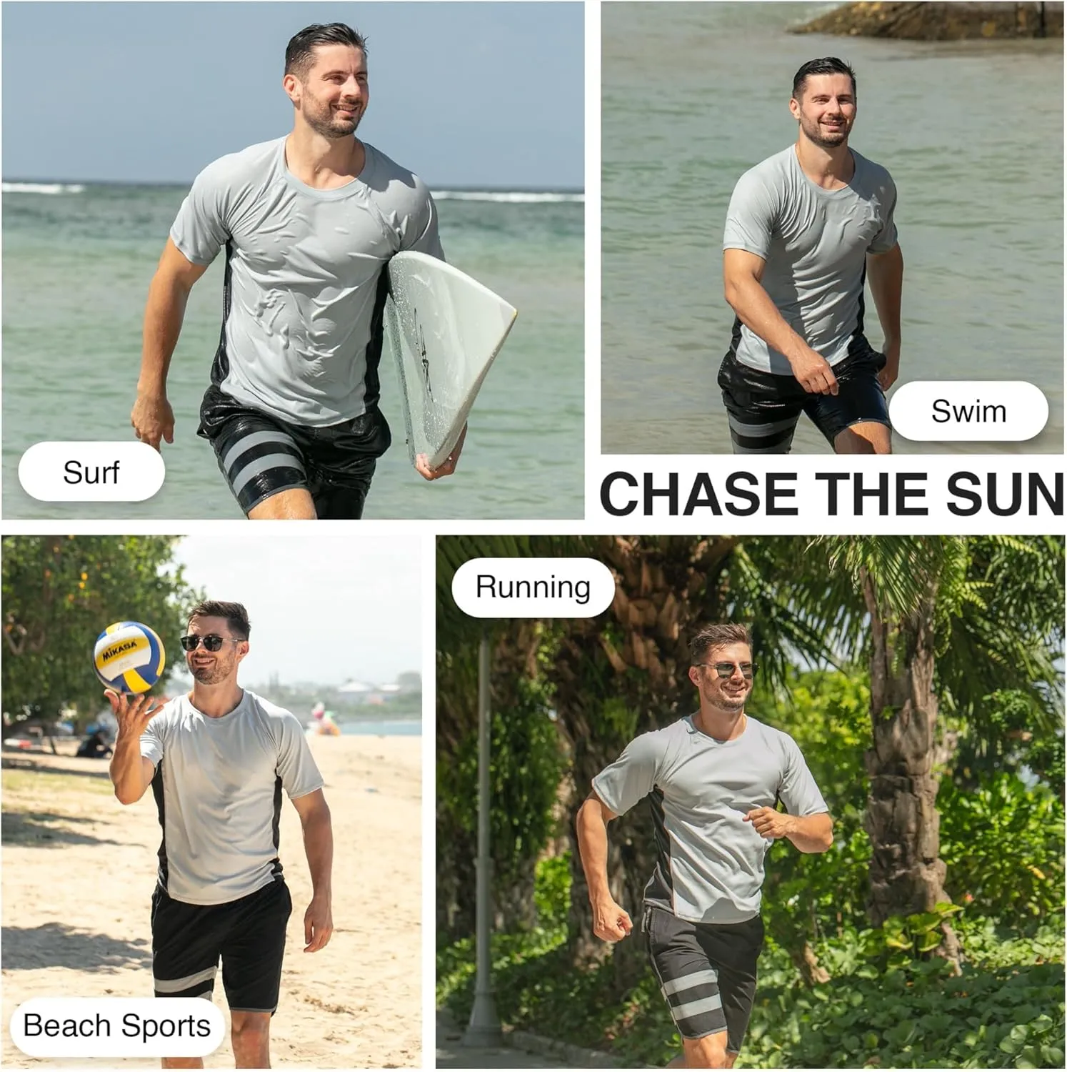 Kanu Surf Men's Short Sleeve UPF 50 Swim Shirt Rash Guard Sun Shirt (Regular & Extended Sizes)
