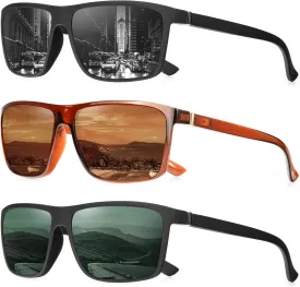 NSSIW Sunglasses Men Polarized Mens-Sunglasses: Classic Sun Glasses with UV400 Protection for Driving Fishing Golf 3 Packs