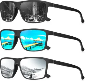 NSSIW Sunglasses Men Polarized Mens-Sunglasses: Classic Sun Glasses with UV400 Protection for Driving Fishing Golf 3 Packs