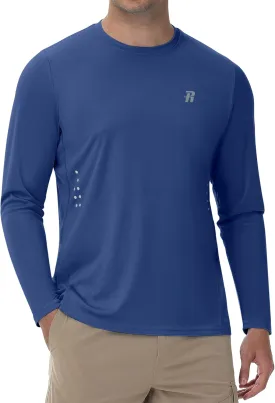 Runhit Men's UPF 50  Sun Protection Shirts Long Sleeve UV Swim Shirt Fishing Hiking Running Rash Guard Quick Dry Lightweight