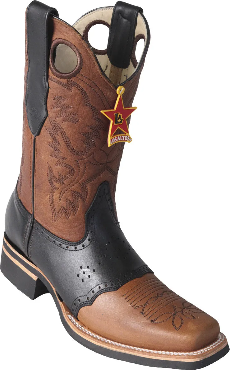 Square toe rubber sole rodeo boot