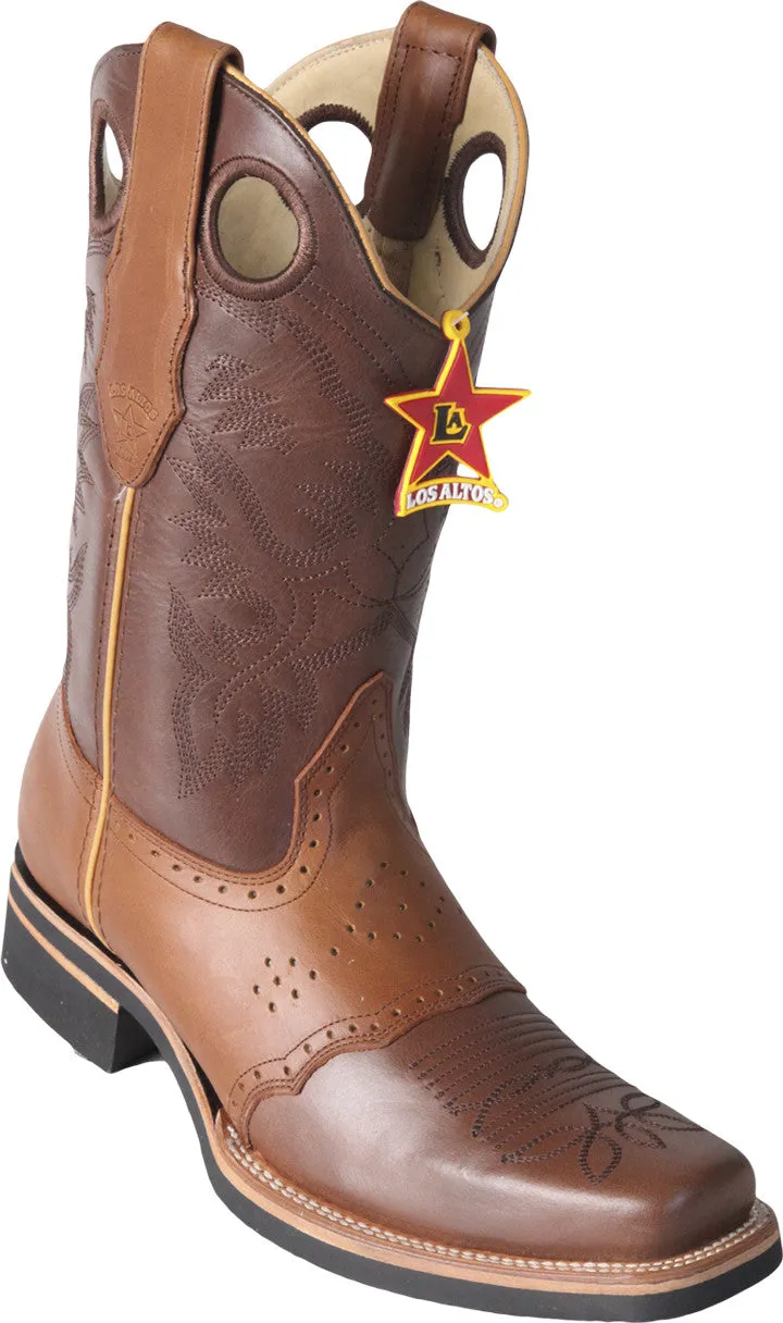 Square toe rubber sole rodeo boot
