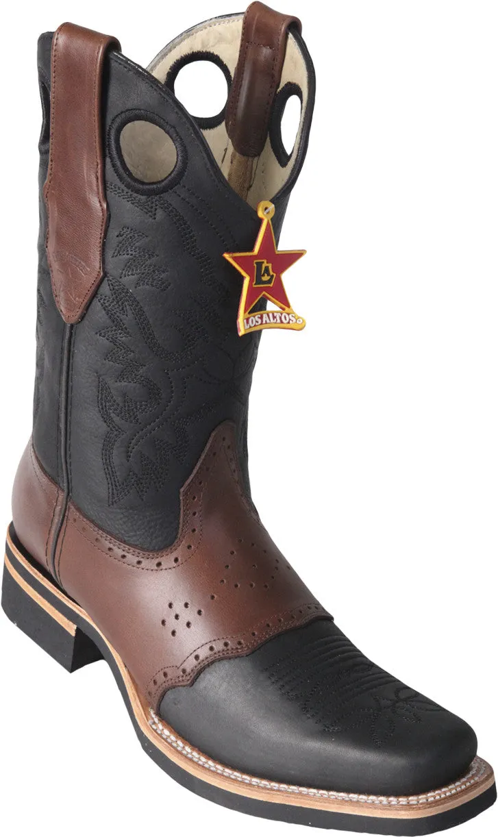 Square toe rubber sole rodeo boot