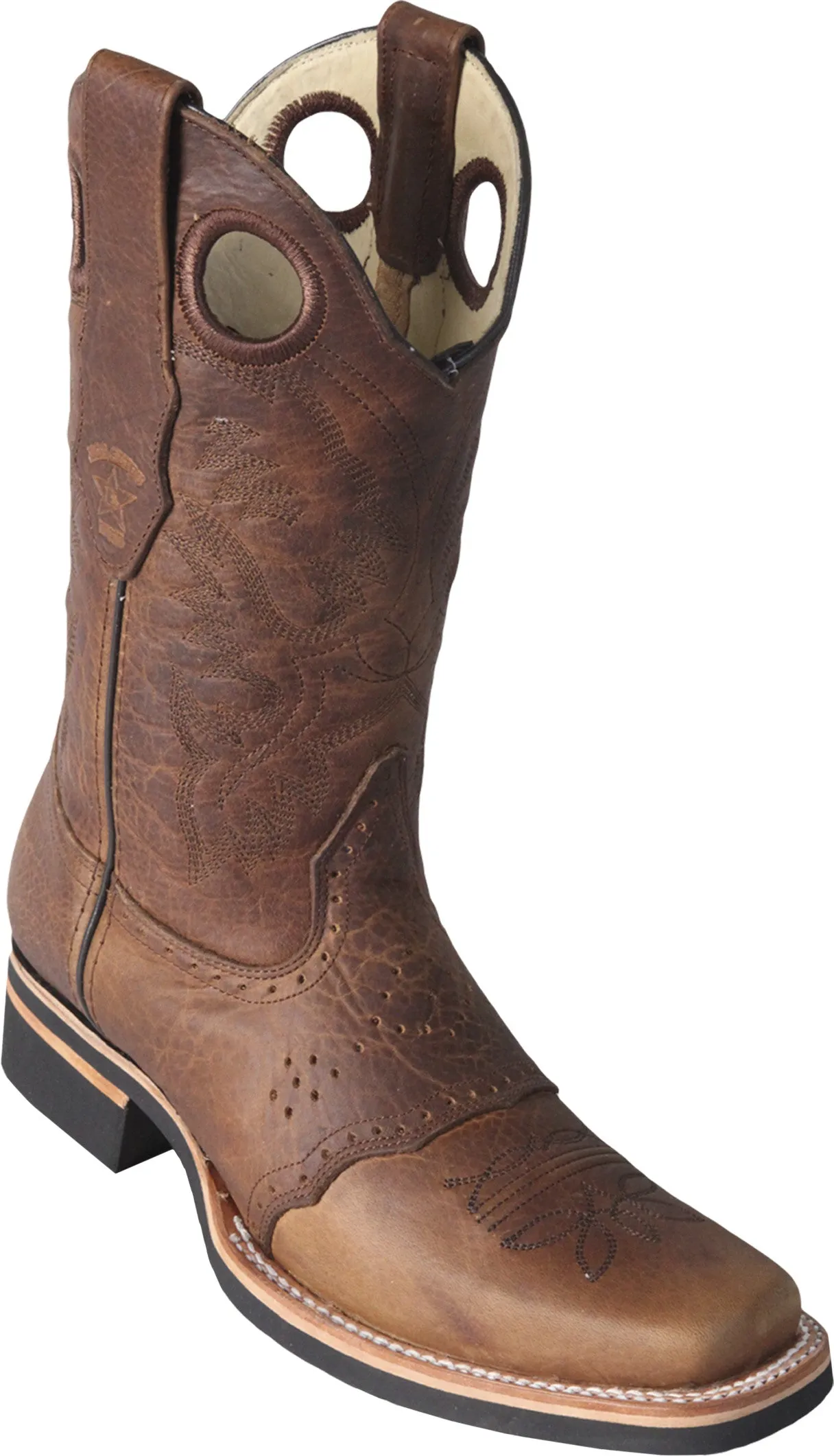 Square toe rubber sole rodeo boot
