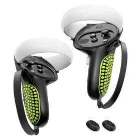 Upgraded Controller Grips for Meta Quest 2 VR Oculus Touch Controllers Protector with Joystick Covers 1Pair Black & Green