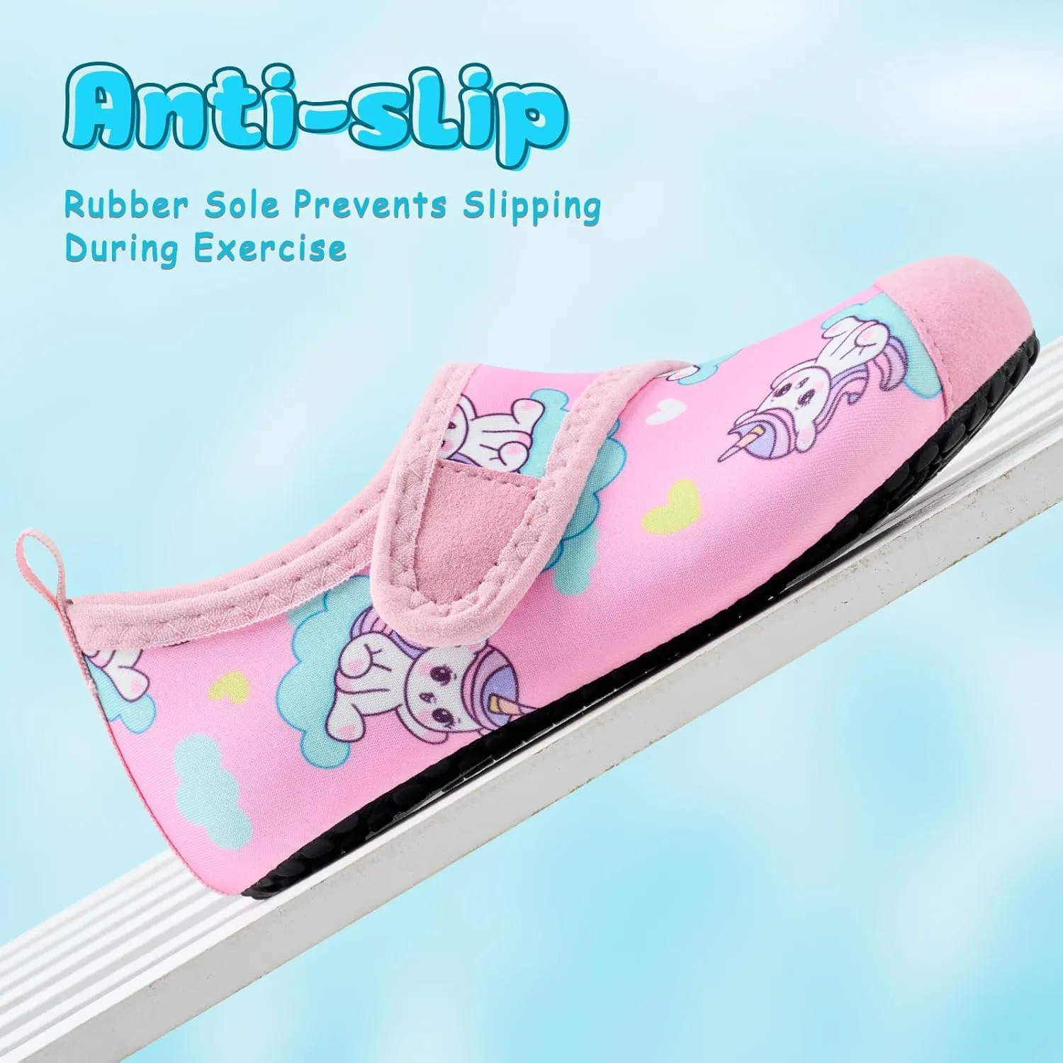 VIFUUR Kids Water Shoes Boys Girls Barefoot Water Sports Socks Hook&Loop Beach Shoes Quick Dry Aqua Socks Swim Walking Outdoor Sports for Toddler