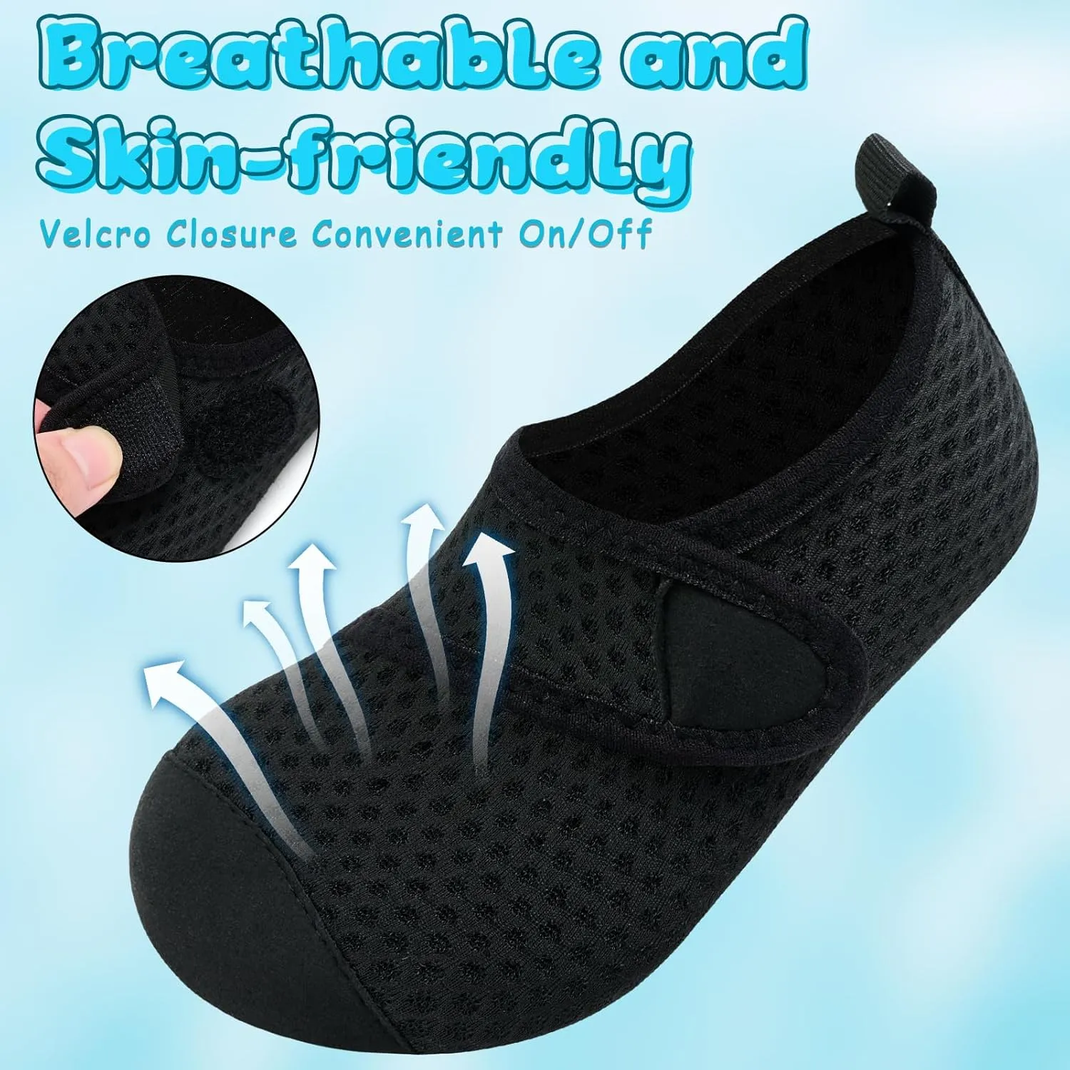 VIFUUR Kids Water Shoes Boys Girls Barefoot Water Sports Socks Hook&Loop Beach Shoes Quick Dry Aqua Socks Swim Walking Outdoor Sports for Toddler