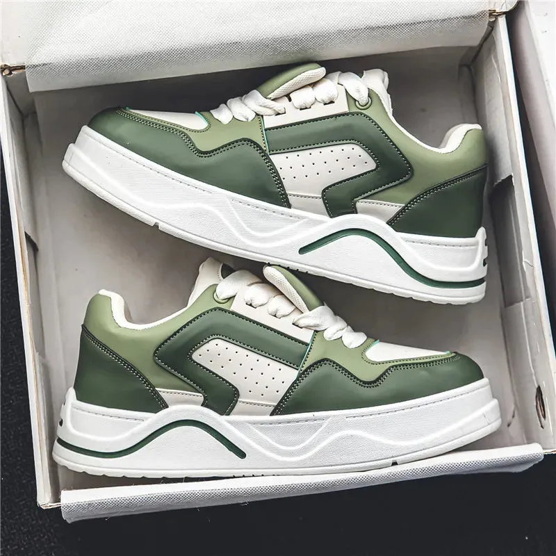 Wiaofellas Platform Mens Sneakers Autumn and Winter Pu Leather Teenagers Mixed Color Casual Sports Shoes Bread Vulcanized Fashion New Shoes
