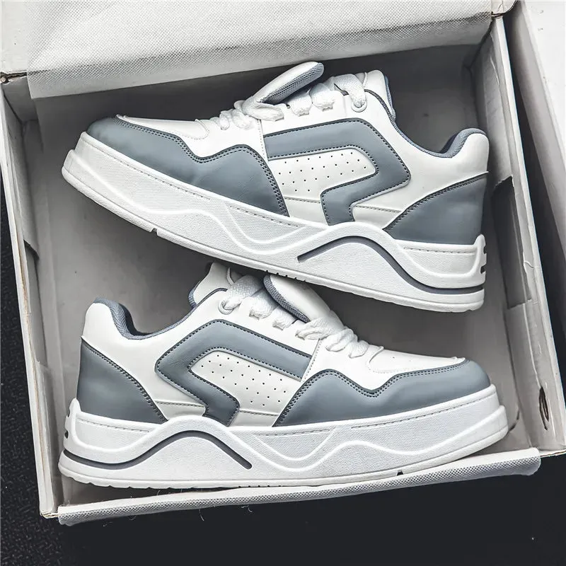 Wiaofellas Platform Mens Sneakers Autumn and Winter Pu Leather Teenagers Mixed Color Casual Sports Shoes Bread Vulcanized Fashion New Shoes